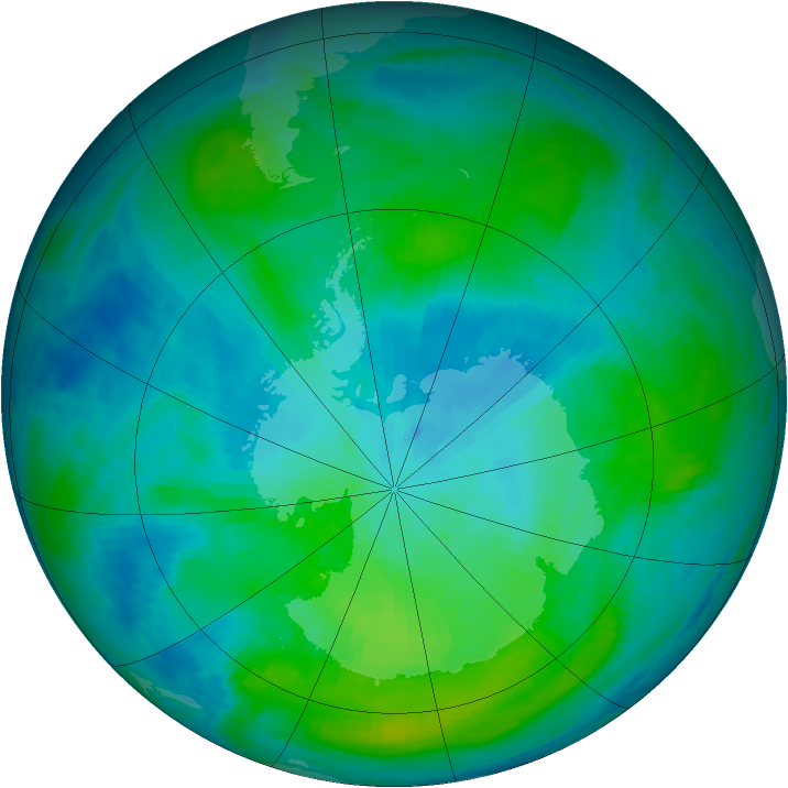 Antarctic ozone map for 24 February 1984